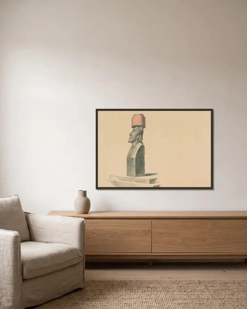 Staty från Påskön av David Humbert de Superville inramad på en vägg
