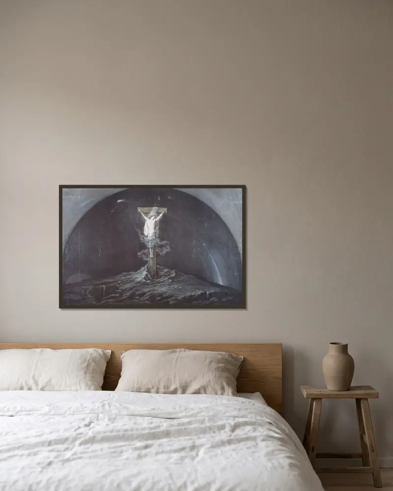 Die Kreuzigung von David Humbert de Superville gerahmt an einer Wand