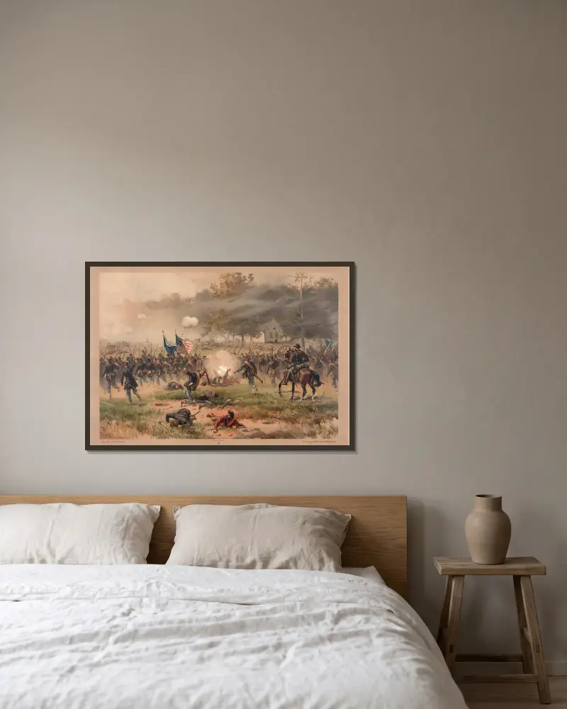 Battle of Antietam av Thure de Thulstrup inramad på en vägg