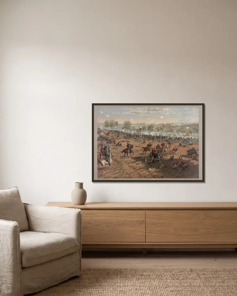 Schlacht von Gettysburg von Thure de Thulstrup gerahmt an einer Wand