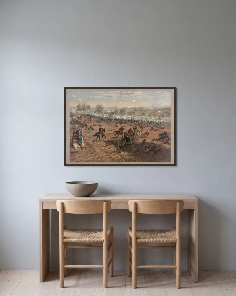 Schlacht von Gettysburg von Thure de Thulstrup gerahmt an einer Wand