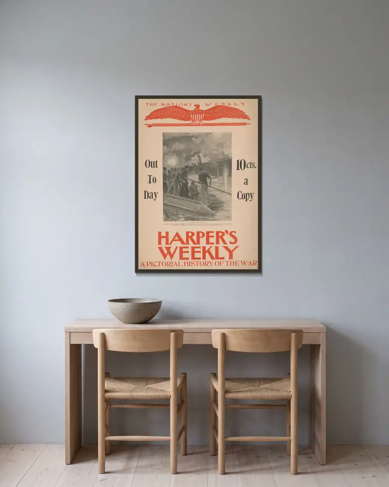 Harper’s Weekly, a pictorial history of the war av Thure de Thulstrup inramad på en vägg