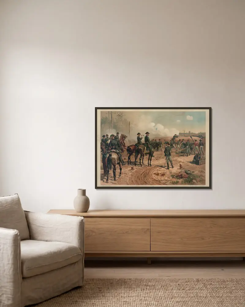 Siege of Atlanta av Thure de Thulstrup inramad på en vägg