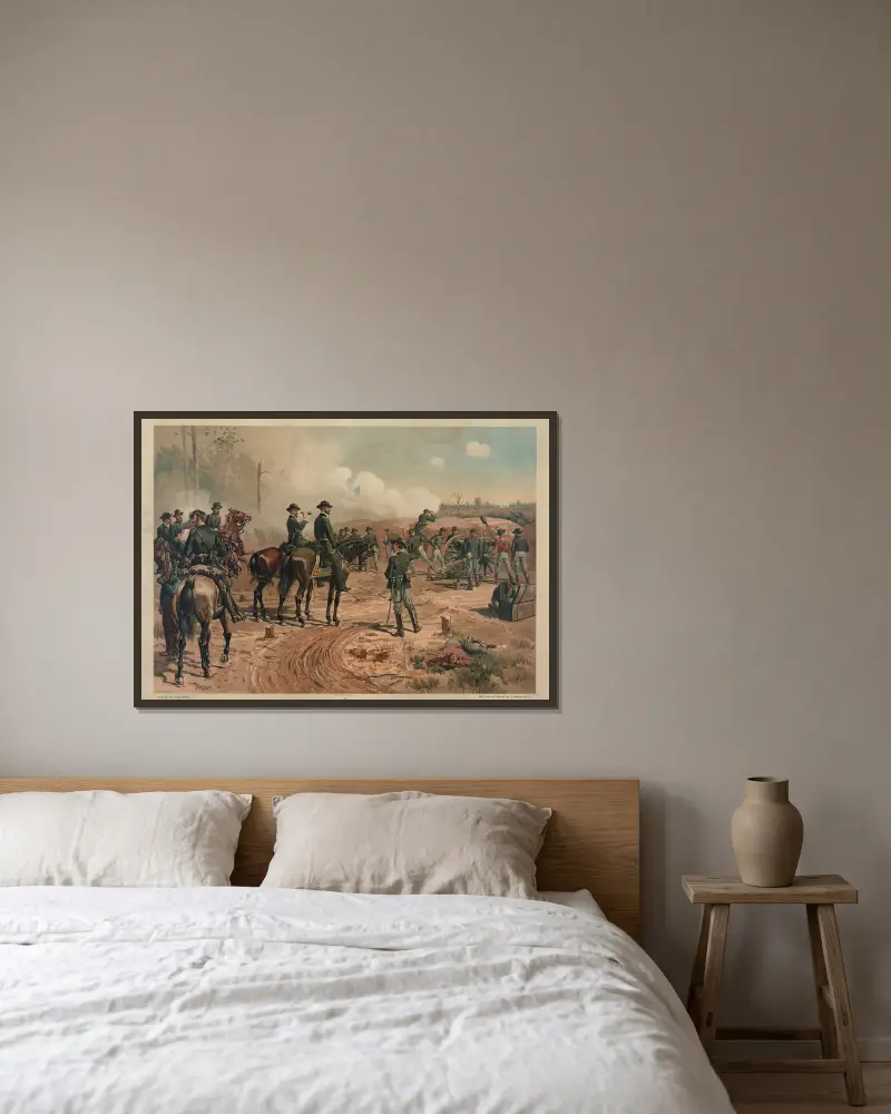 Siege of Atlanta av Thure de Thulstrup inramad på en vägg