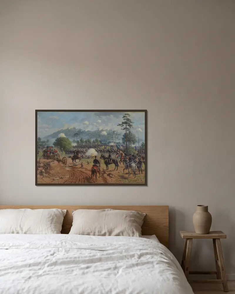 The Battle of Kennesaw Mountain, Georgia, June 27, 1864 av Thure de Thulstrup inramad på en vägg