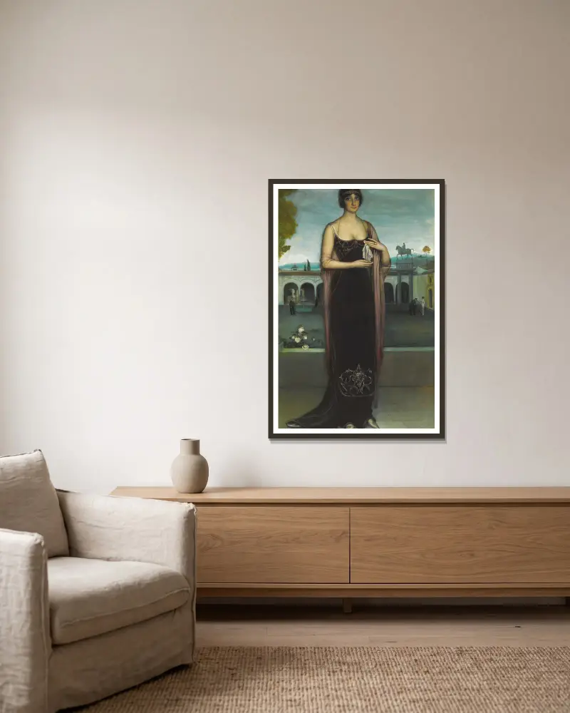 Adela Carbone, die Tanagra von Julio Romero De Torres gerahmt an einer Wand