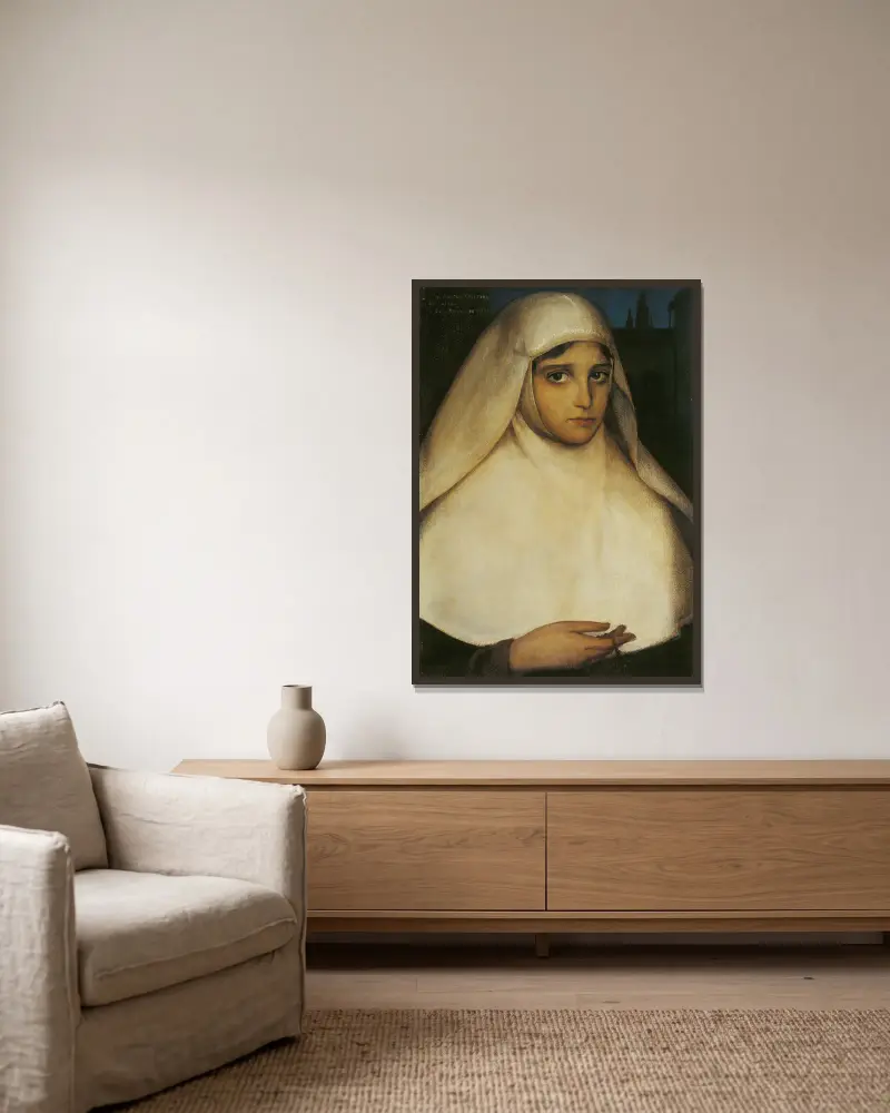 Nonne von Julio Romero De Torres gerahmt an einer Wand