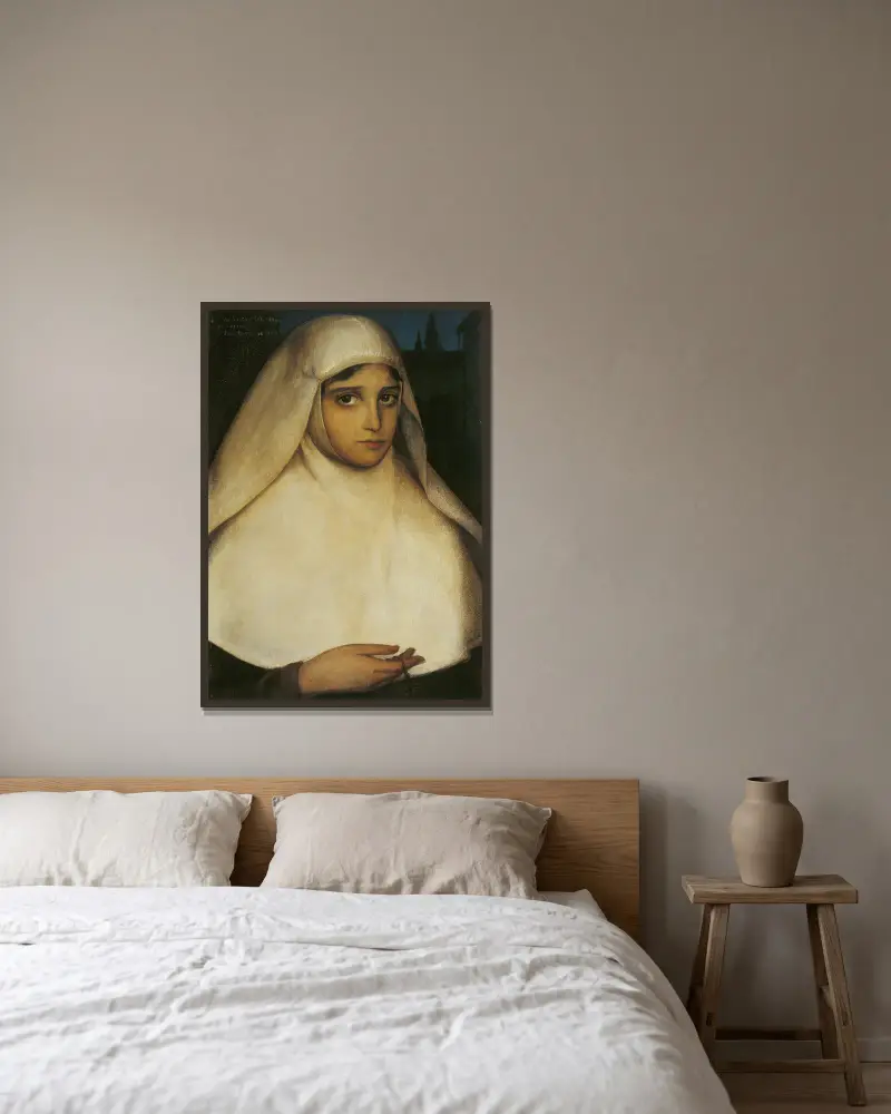 Nonne von Julio Romero De Torres gerahmt an einer Wand