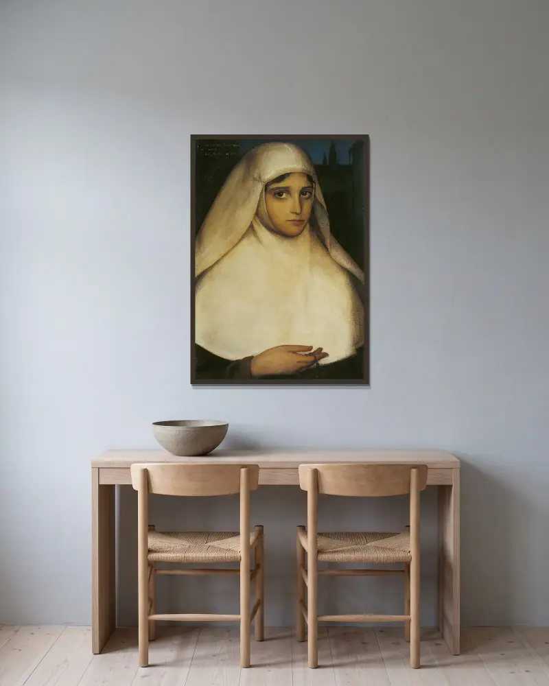 Nonne von Julio Romero De Torres gerahmt an einer Wand
