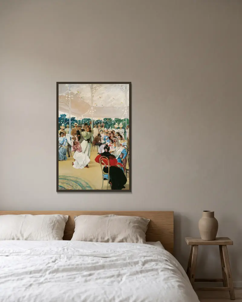 Die Messe von Córdoba von Julio Romero De Torres gerahmt an einer Wand