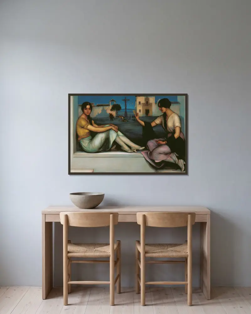 Die Wahrsagerin von Julio Romero De Torres gerahmt an einer Wand