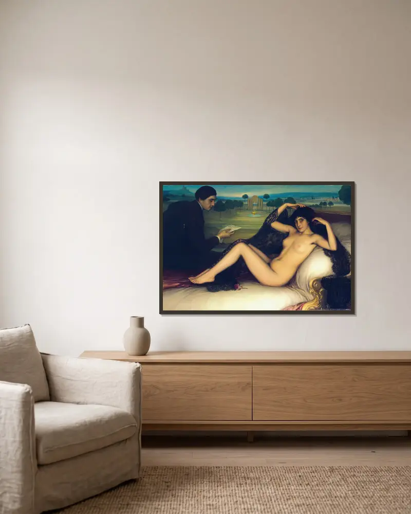 Venus of Poetry av Julio Romero De Torres inramad på en vägg