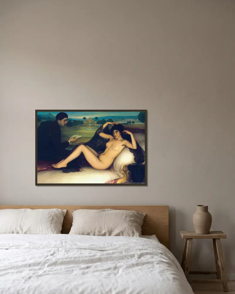Venus of Poetry av Julio Romero De Torres inramad på en vägg