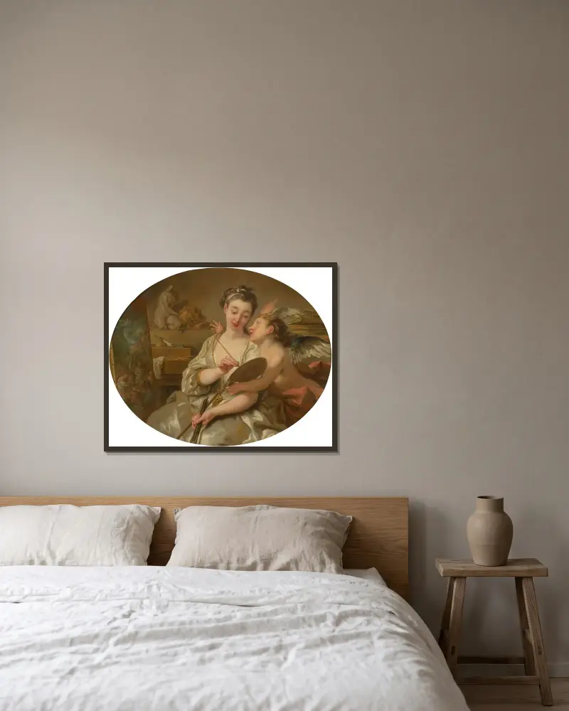 Allegory of painting av Jean-François de Troy inramad på en vägg