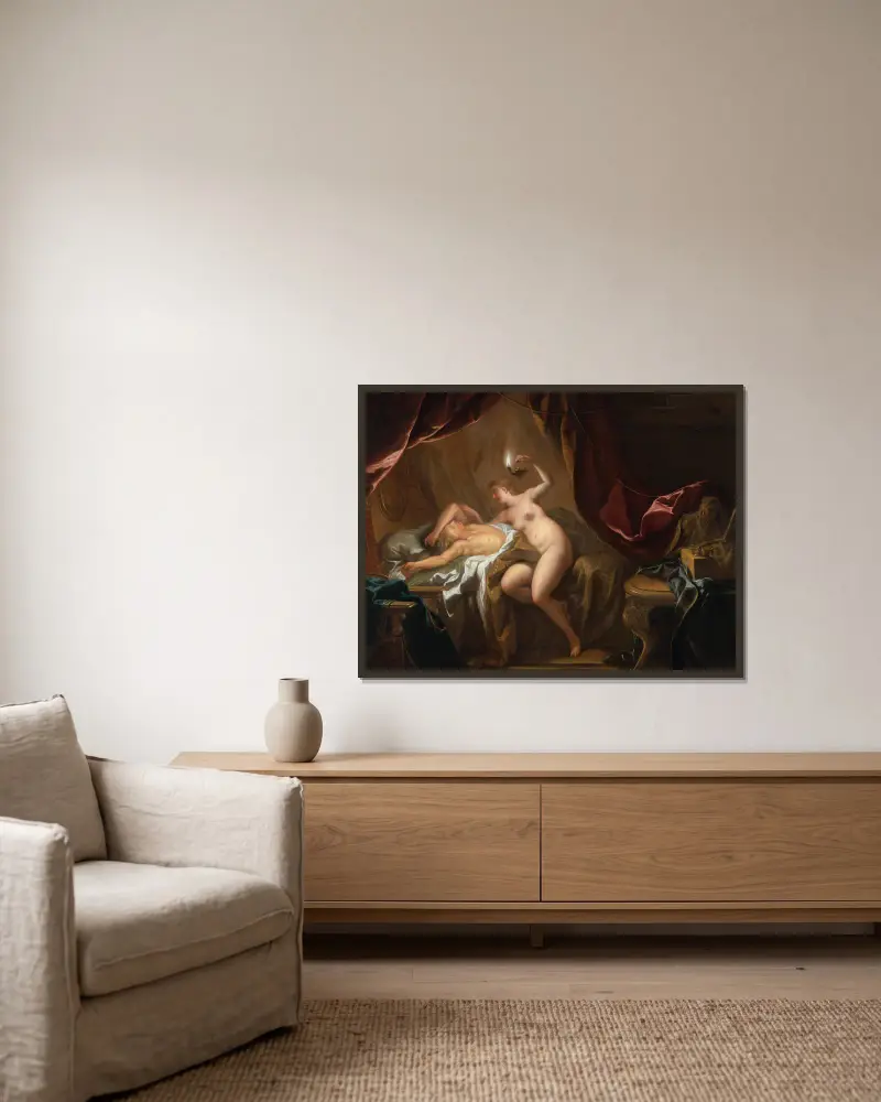 Amor i Psyche, Jean-François de Troy w ramie na ścianie