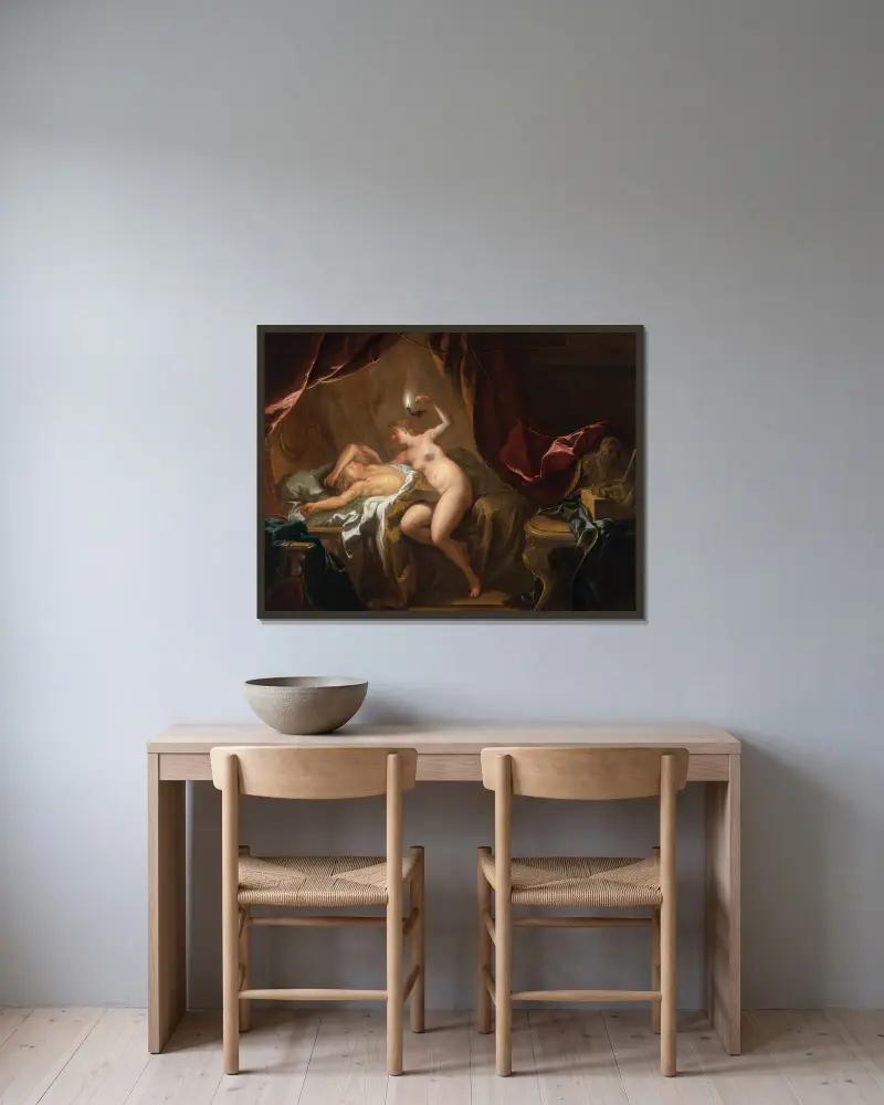 Amor i Psyche, Jean-François de Troy w ramie na ścianie