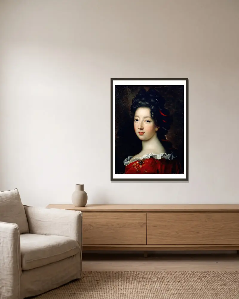 Louise Françoise de Bourbon, mademoiselle de Nantes (from 1688 until 1693) av Jean-François de Troy inramad på en vägg