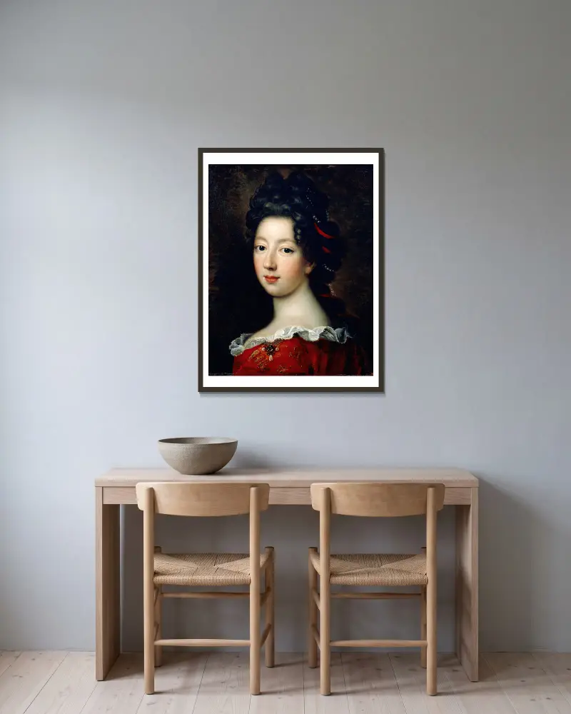 Louise Françoise de Bourbon, mademoiselle de Nantes (from 1688 until 1693) av Jean-François de Troy inramad på en vägg