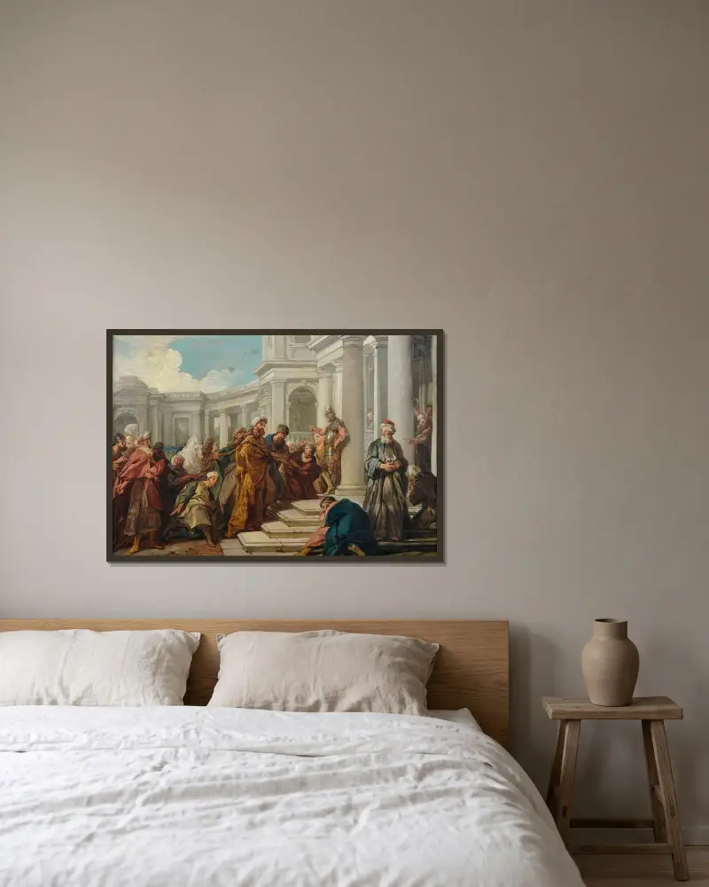 Mordokais förakt av Jean-François de Troy inramad på en vägg