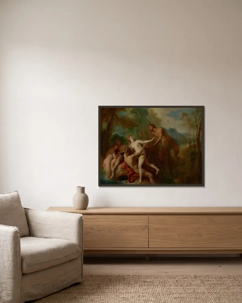 Pan a Syrinx, 1722, Jean-François de Troy v rámu na stěně