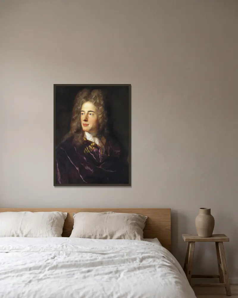 Portret miniaturowego malarza Jacques-Antoine'a Arlauda, Jean-François de Troy w ramie na ścianie