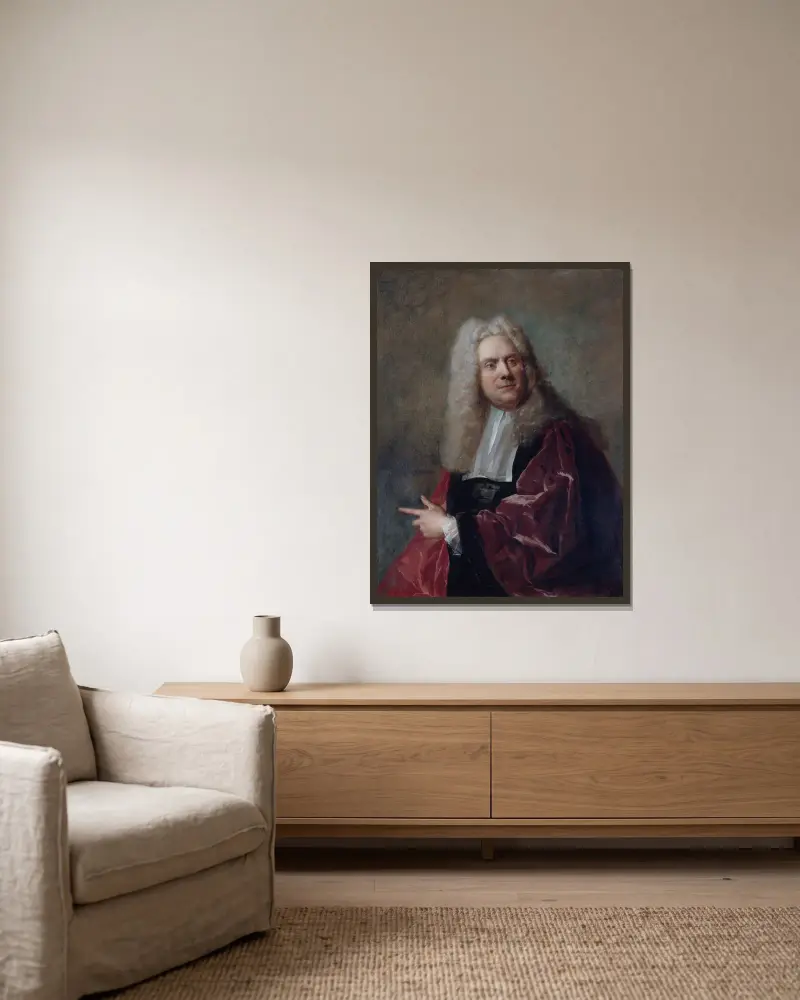 Bildnis eines Schöffen von Jean-François de Troy gerahmt an einer Wand