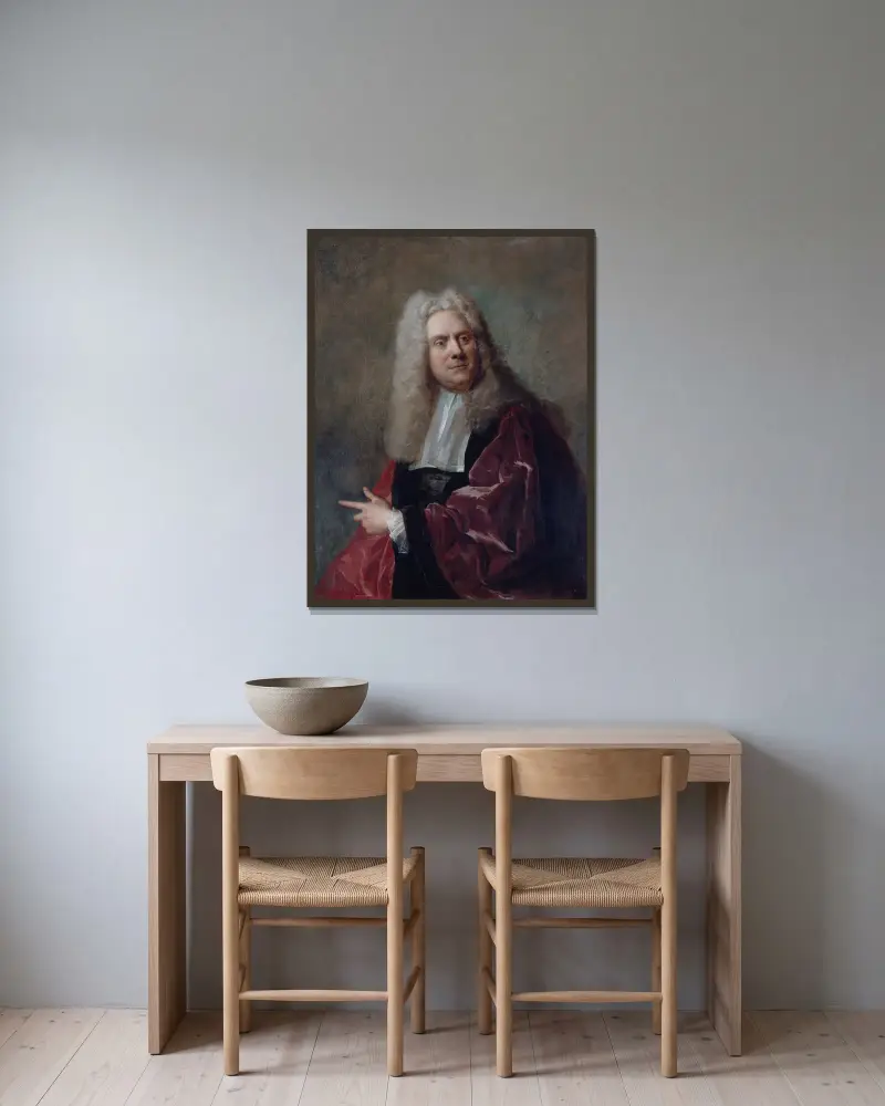 Bildnis eines Schöffen von Jean-François de Troy gerahmt an einer Wand