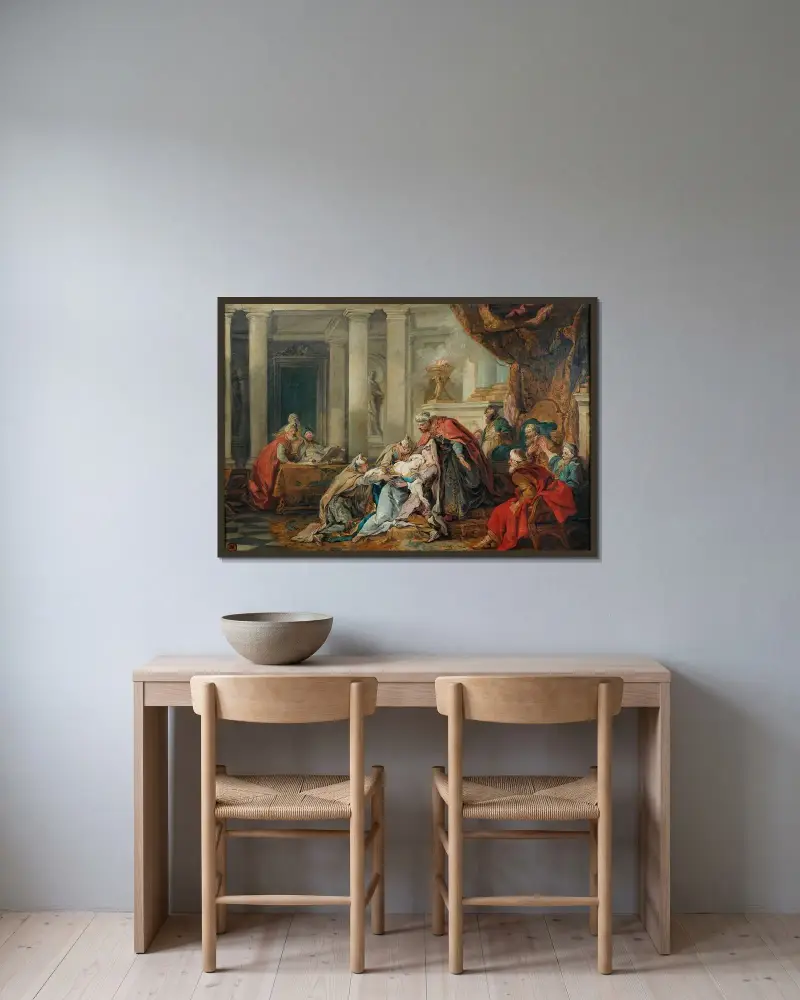 Esters svimning av Jean-François de Troy inramad på en vägg