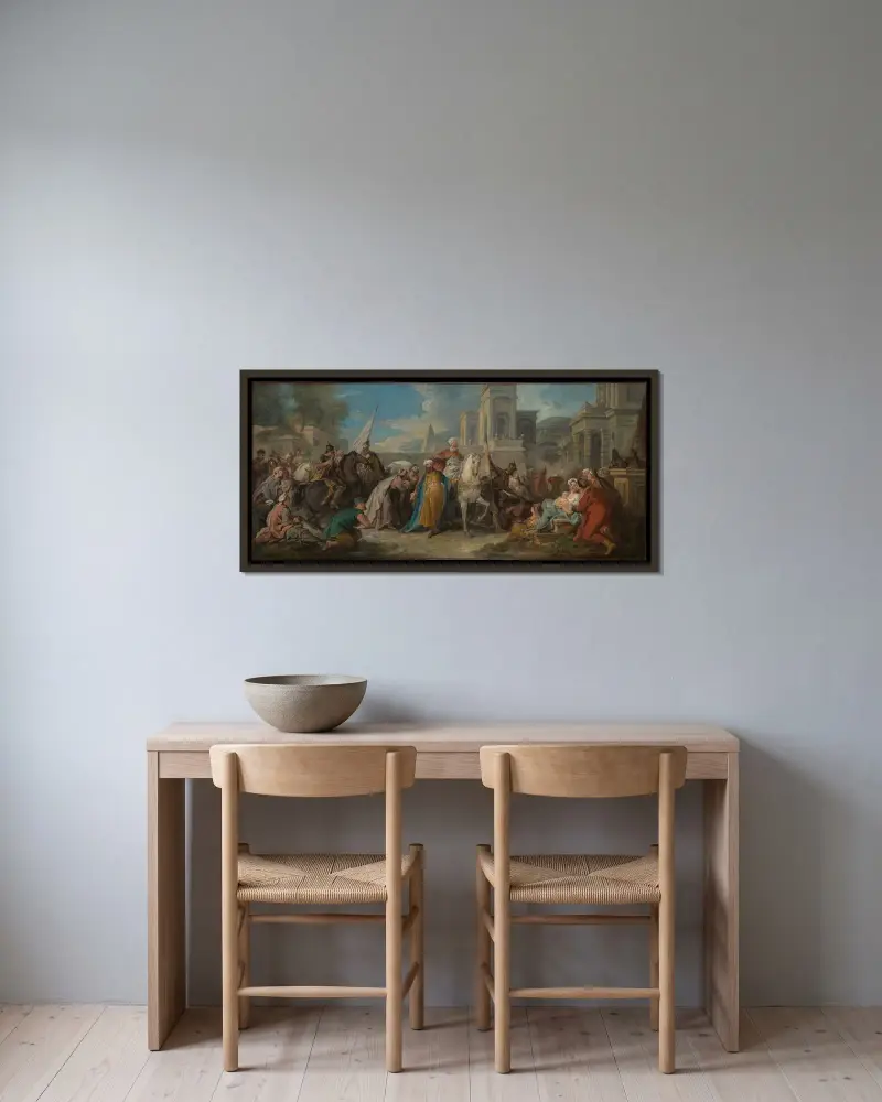 Mordokais triumf av Jean-François de Troy inramad på en vägg