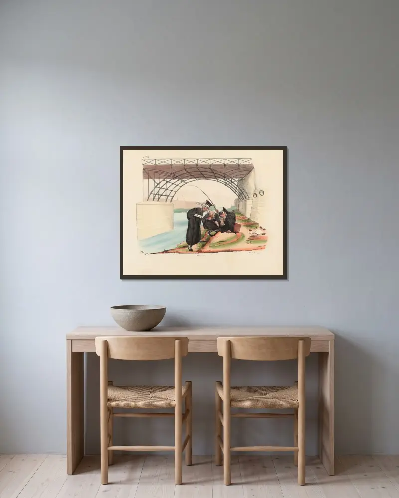 Ah Tonnerre de D. Voilà le Goujon Républicain ou je ne m’y connais pas von Charles-Joseph Traviès de Villers gerahmt an einer Wand