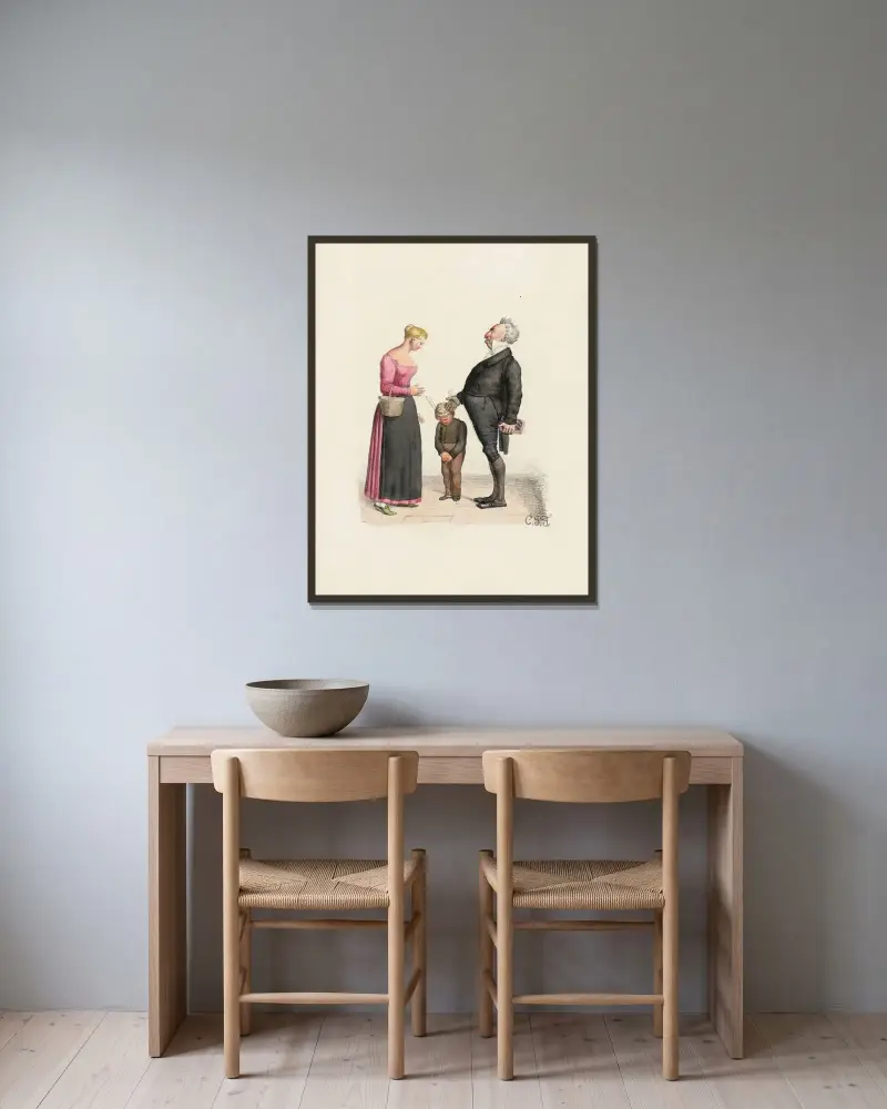 De lärdes galleri. Det är till er av Charles-Joseph Traviès de Villers inramad på en vägg