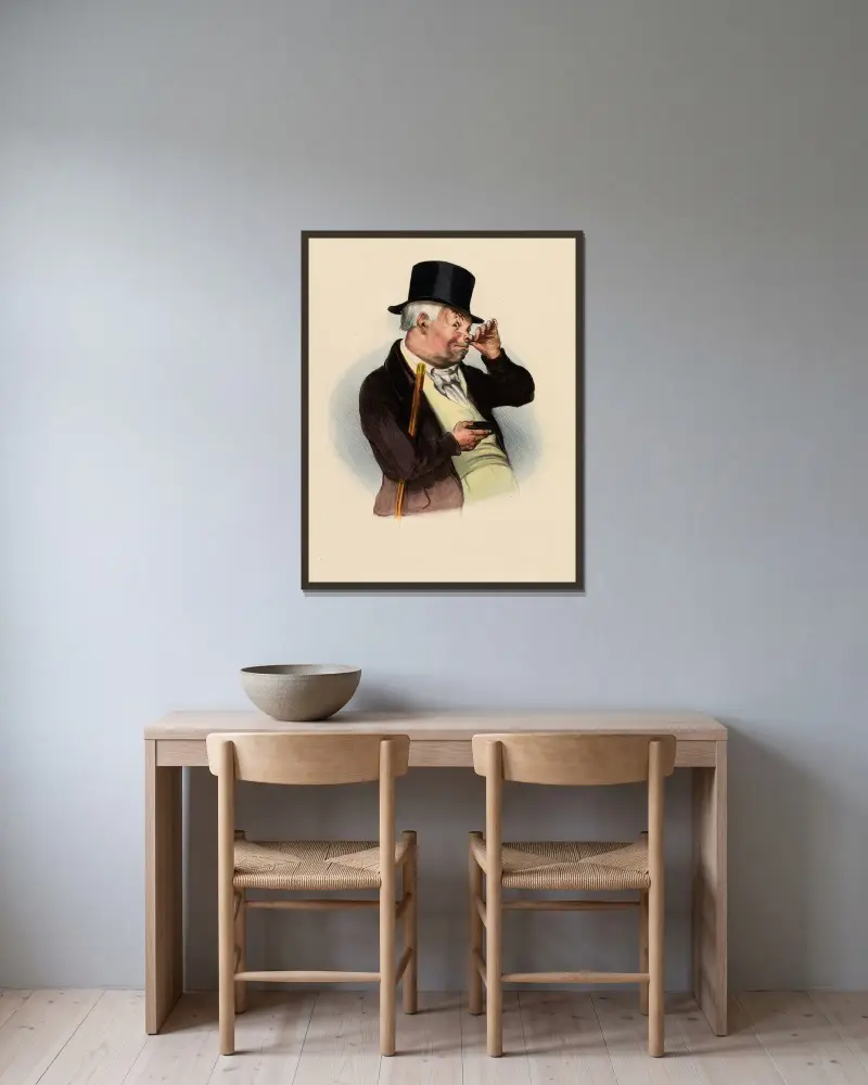Ett gott pris. En god pris snus av Charles-Joseph Traviès de Villers inramad på en vägg