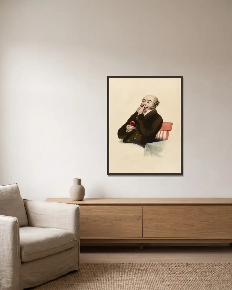 Der fröhliche Gedanke von Charles-Joseph Traviès de Villers gerahmt an einer Wand