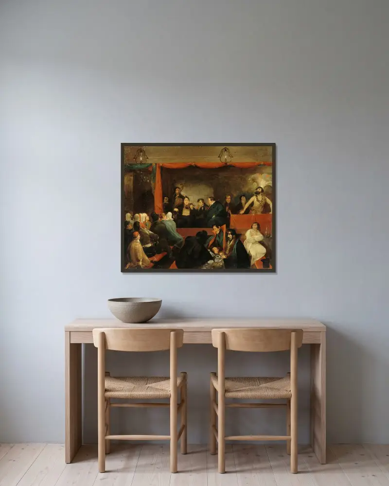 Le Café des Aveugles, au Palais-Royal. av Charles-Joseph Traviès de Villers inramad på en vägg