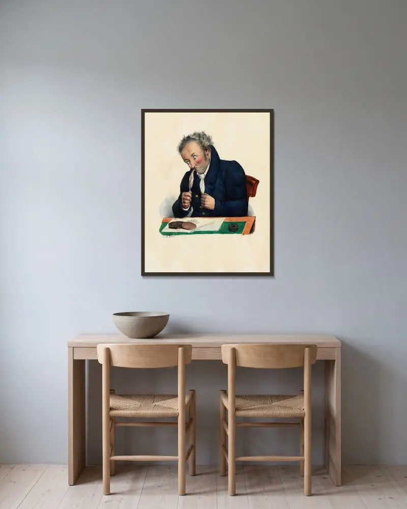 Skalden av Charles-Joseph Traviès de Villers inramad på en vägg