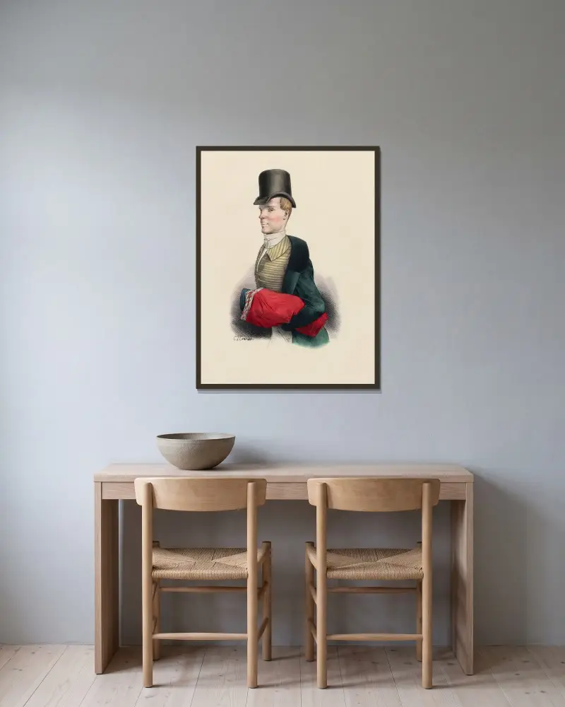 Der Schneider von Charles-Joseph Traviès de Villers gerahmt an einer Wand