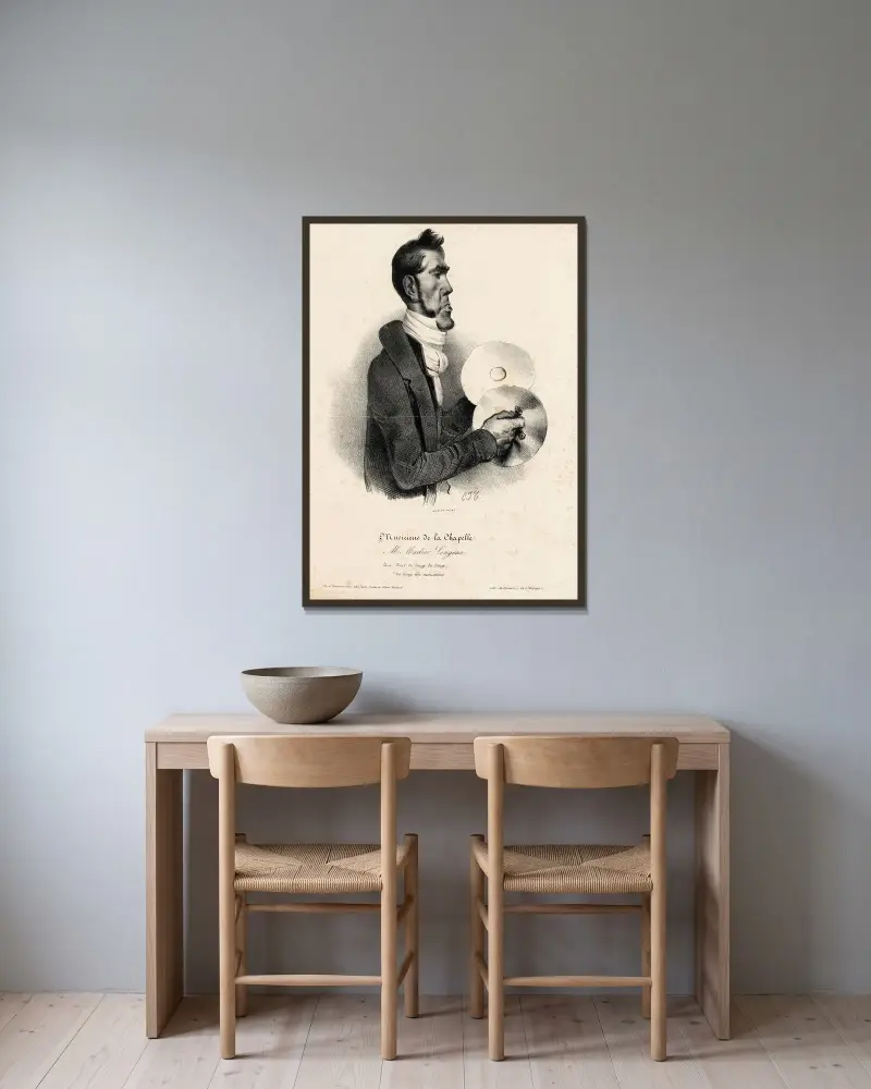 M. Monsieur Madier Longeau av Charles-Joseph Traviès de Villers inramad på en vägg