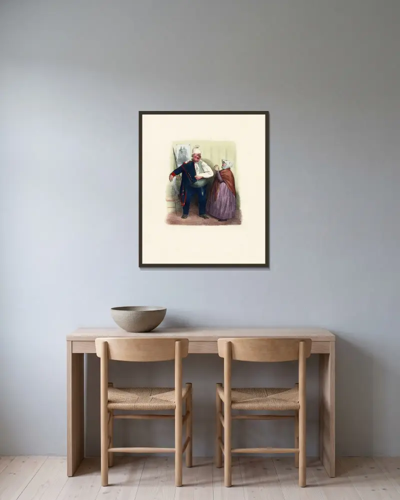 Mein kleiner Engel. Ich will nicht, dass du so beweglich bist von Charles-Joseph Traviès de Villers gerahmt an einer Wand