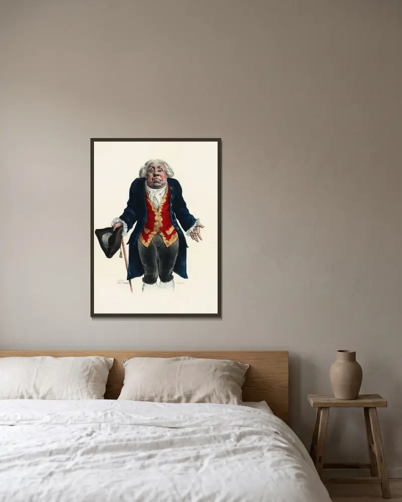 En man från gamla tider av Charles-Joseph Traviès de Villers inramad på en vägg