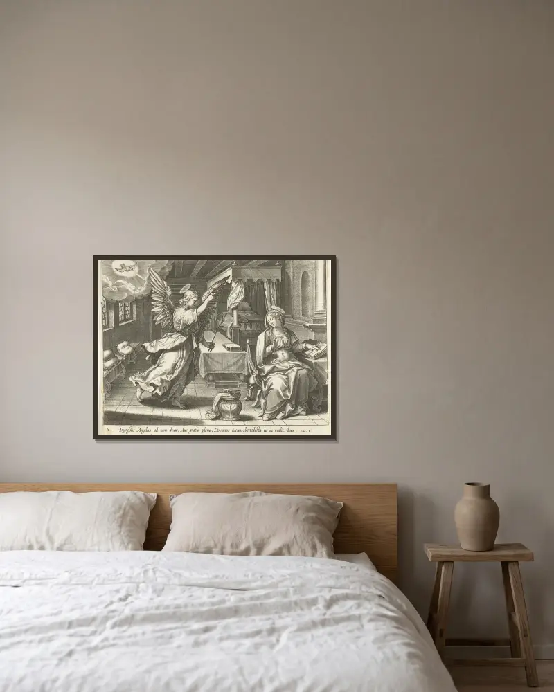 Verkündigung von Maerten De Vos gerahmt an einer Wand