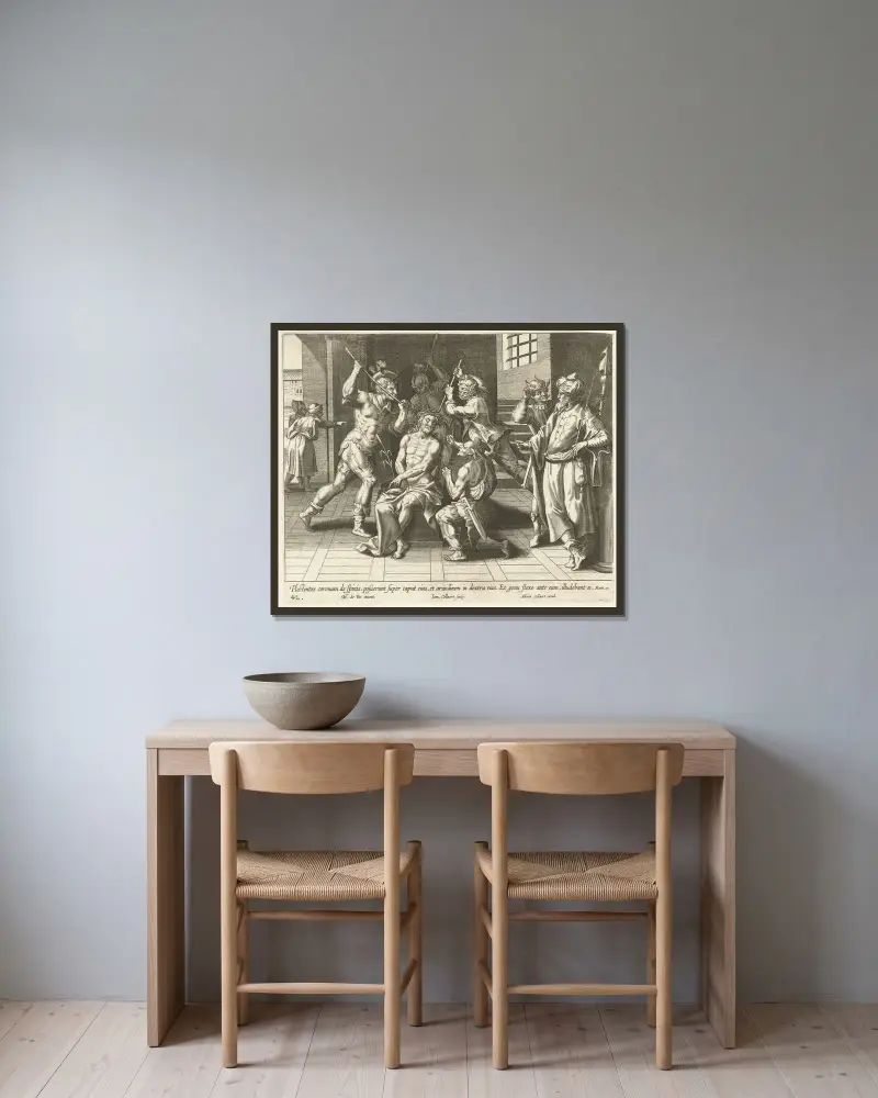 Kristus kröns med törnekronan av Maerten De Vos inramad på en vägg