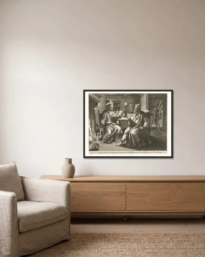 Gespräch mit Nikodemus von Maerten De Vos gerahmt an einer Wand