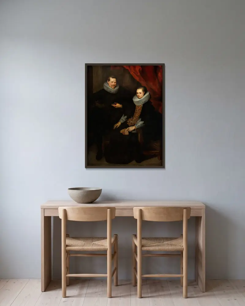 Double portrait of a married couple av Cornelis de Vos inramad på en vägg