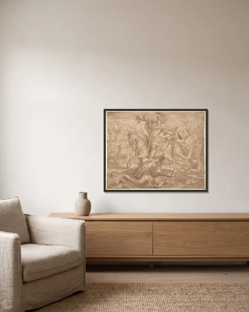Kaiser Ninus von Maerten De Vos gerahmt an einer Wand