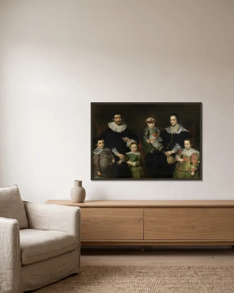 Rodinný portrét, 1630, Cornelis de Vos v rámu na stěně
