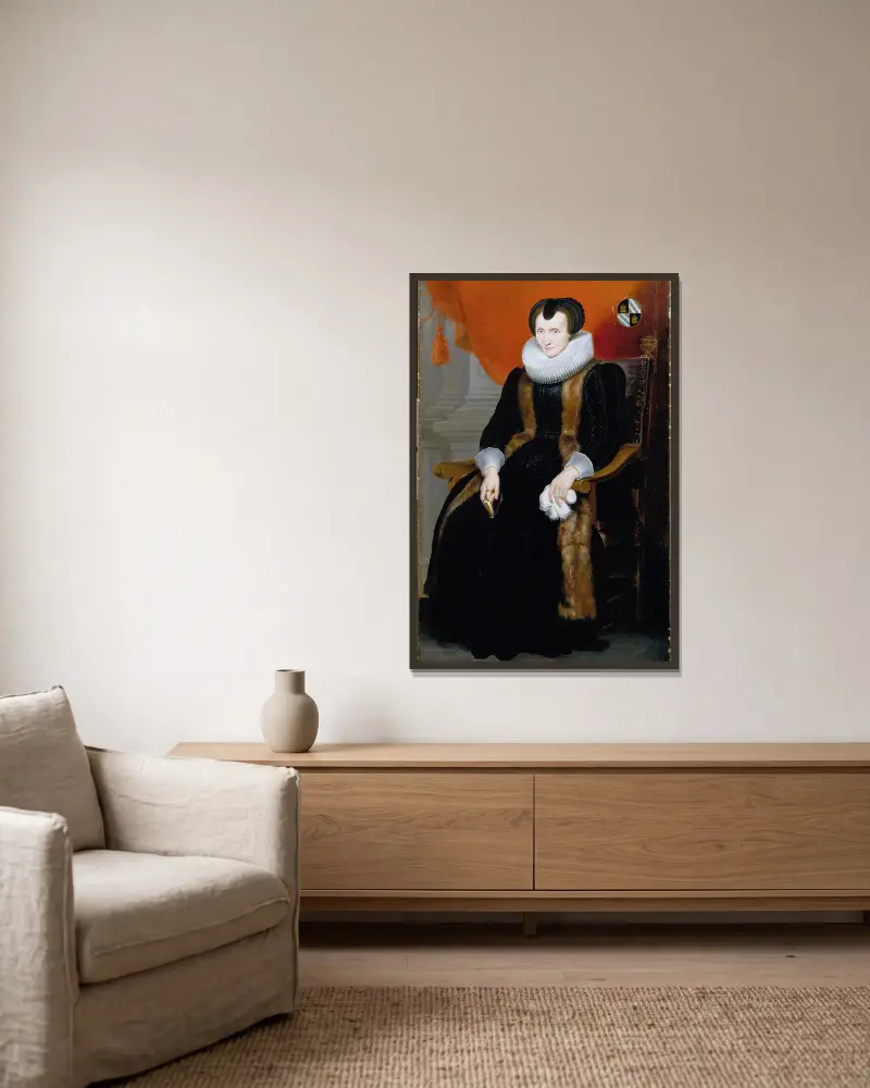 Alte Frau von Cornelis de Vos gerahmt an einer Wand