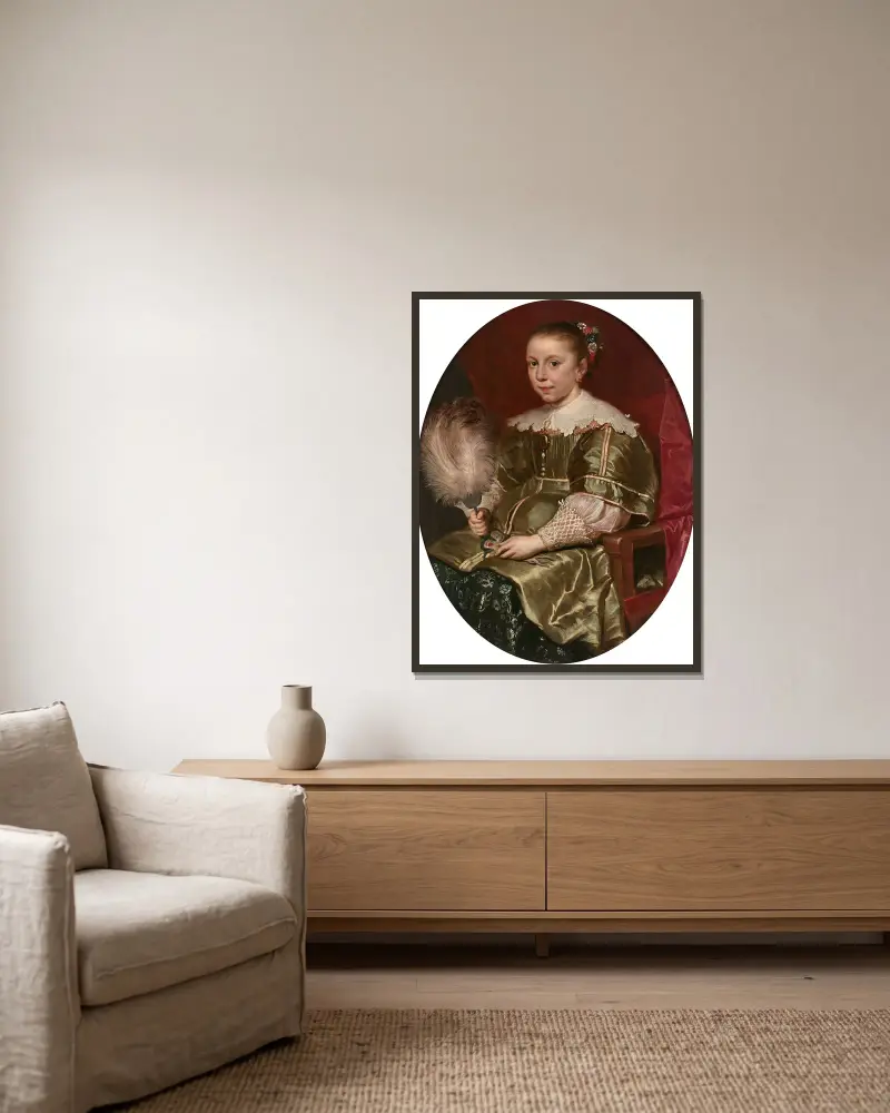 Portrait de jeune fille à l’éventail av Cornelis de Vos inramad på en vägg