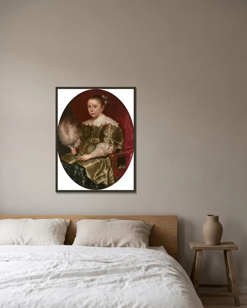Portrait de jeune fille à l’éventail av Cornelis de Vos inramad på en vägg
