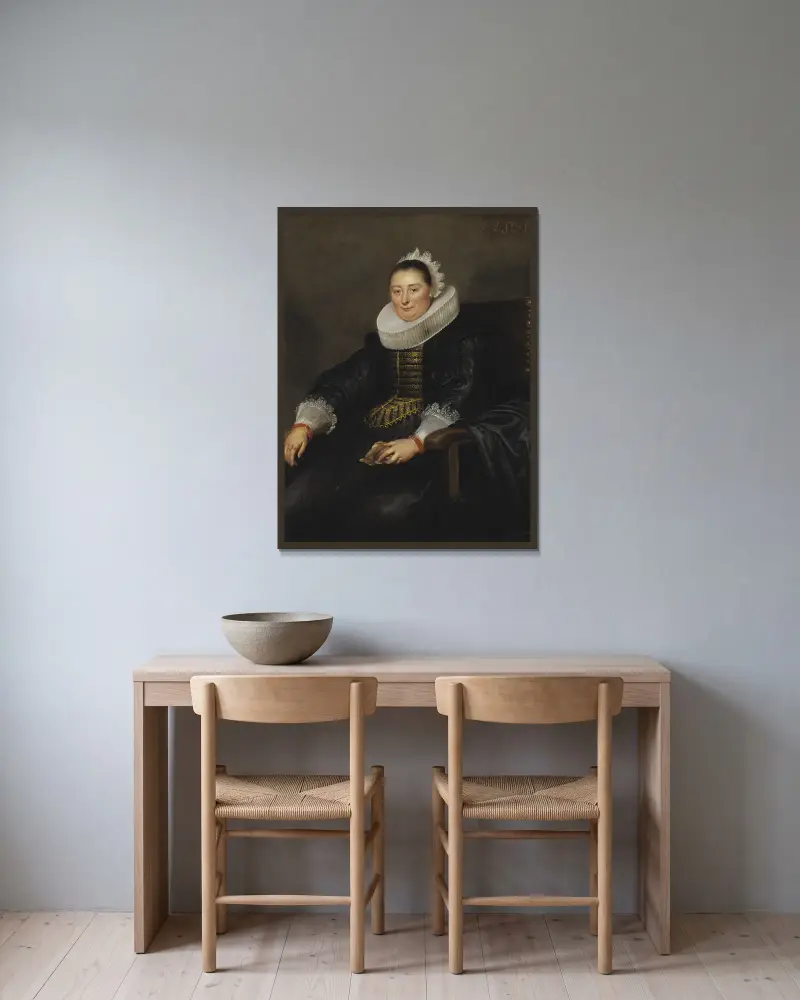 Portrait of a Lady – nr 2 av Cornelis de Vos inramad på en vägg