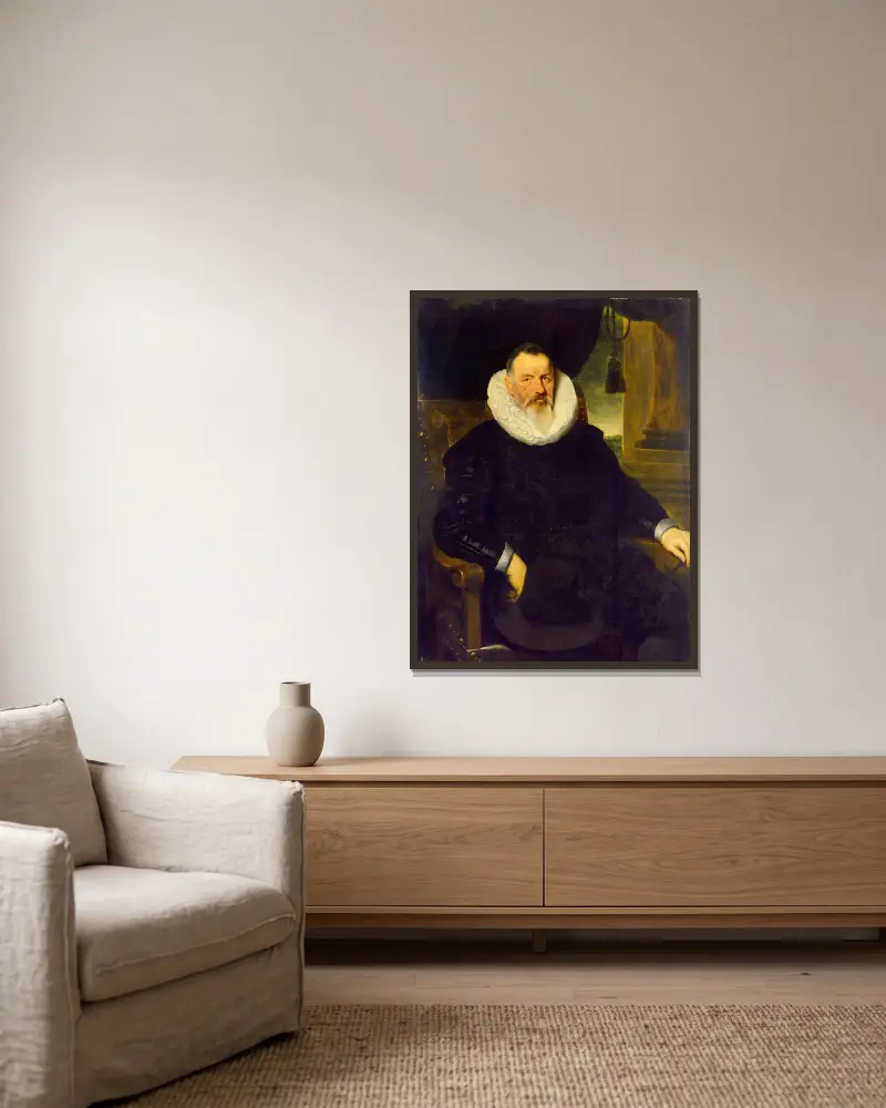 Portrait of a Man av Cornelis de Vos inramad på en vägg